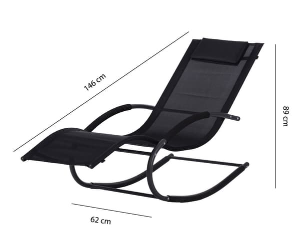 Trädgårdsgungstol - svart - 140x63x89 cm