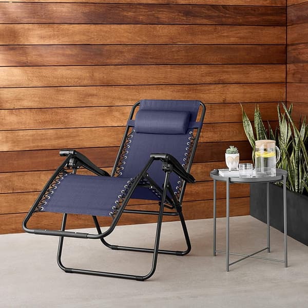 Trädgårdsstol Zero Gravity solstol mörkblå - 86x67x107 cm