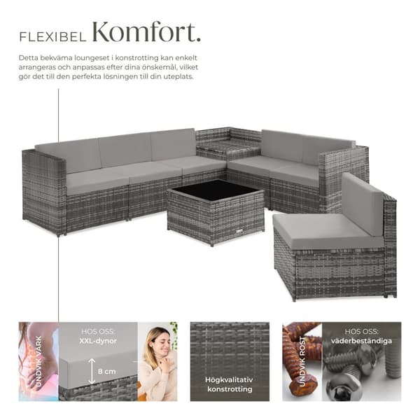 Loungeset/Loungegrupp Verona i konstrotting - grå