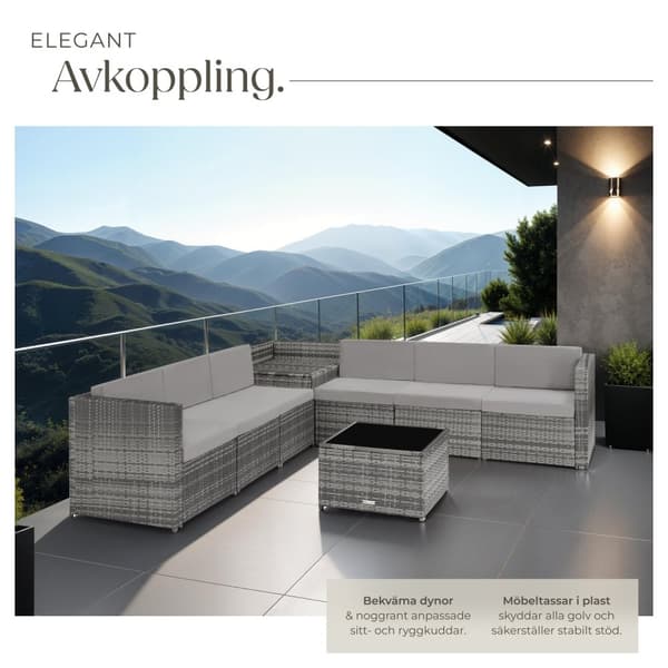 Loungeset/Loungegrupp Verona i konstrotting - grå