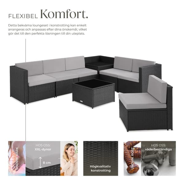 Loungeset/Loungegrupp Verona i konstrotting - svart