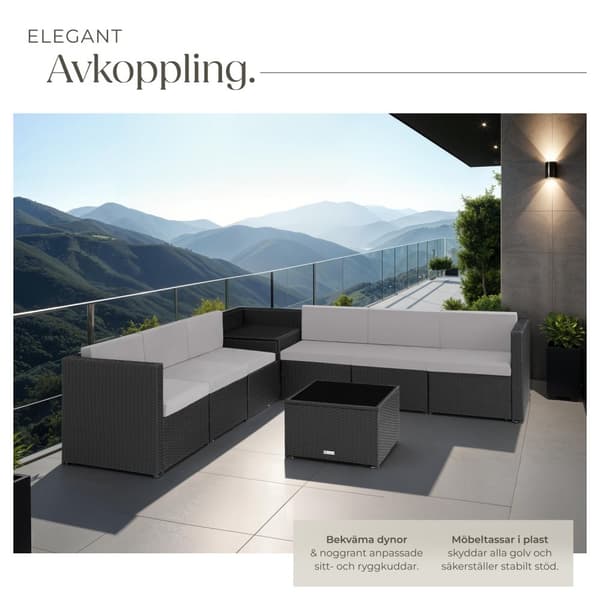 Loungeset/Loungegrupp Verona i konstrotting - svart