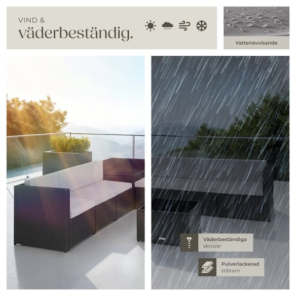 Loungeset/Loungegrupp Verona i konstrotting - svart