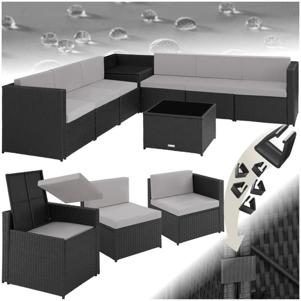 Loungeset/Loungegrupp Verona i konstrotting - svart