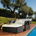 Miniatyrbild 9 av 11: Loungesoffa Kreta i konstrotting, inklusive skyddsöverdrag - svart/grå