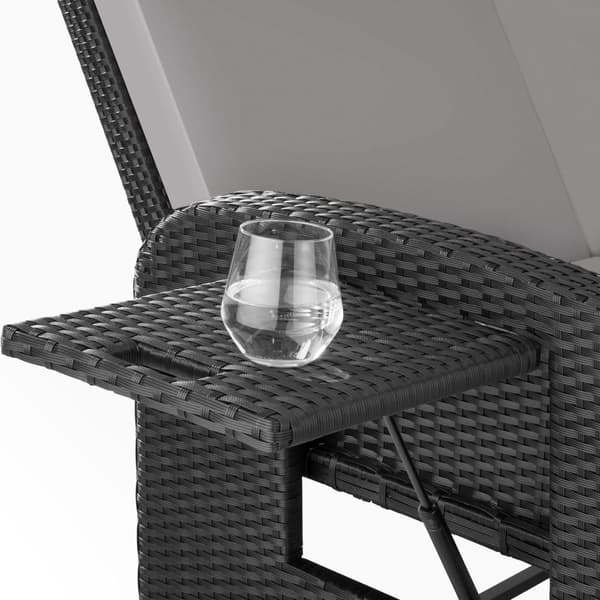 Loungesoffa Kreta i konstrotting, inklusive skyddsöverdrag - svart/grå