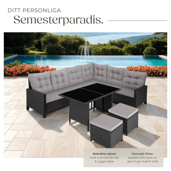 Loungeset/Loungegrupp Barletta i konstrotting - svart