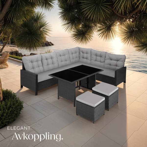 Loungeset/Loungegrupp Barletta i konstrotting - svart