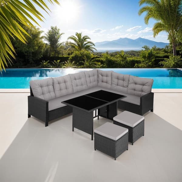 Loungeset/Loungegrupp Barletta i konstrotting - svart