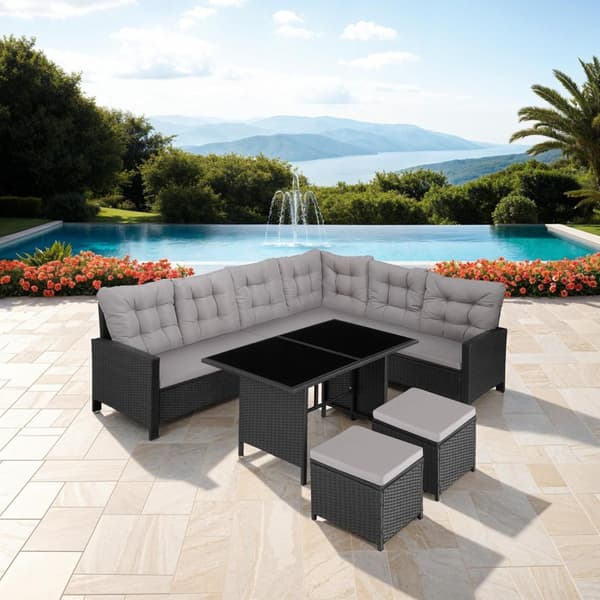 Loungeset/Loungegrupp Barletta i konstrotting - svart