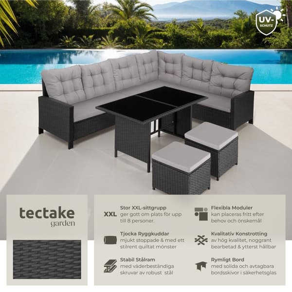Loungeset/Loungegrupp Barletta i konstrotting - svart