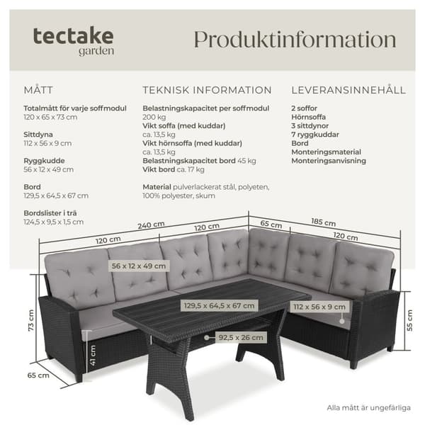 Loungeset/Loungegrupp i rottning Catania - svart