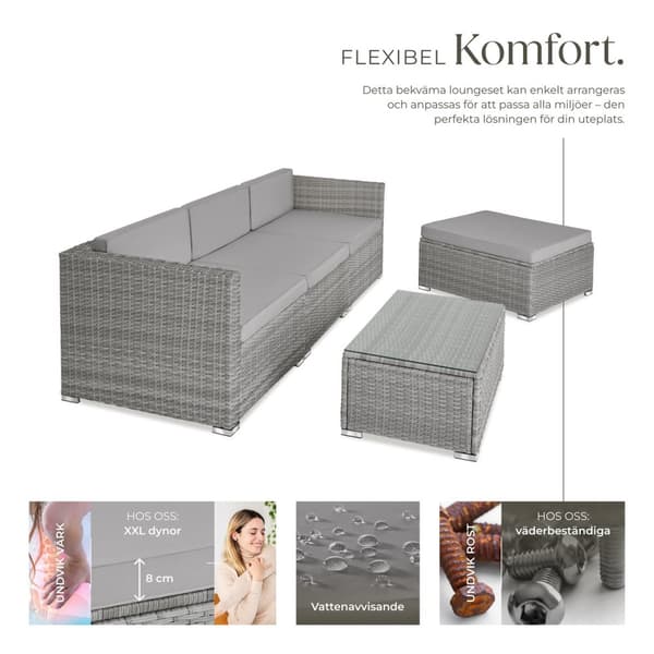Loungeset/Loungegrupp Florenz i konstrotting - ljusgrå/mörkgrå
