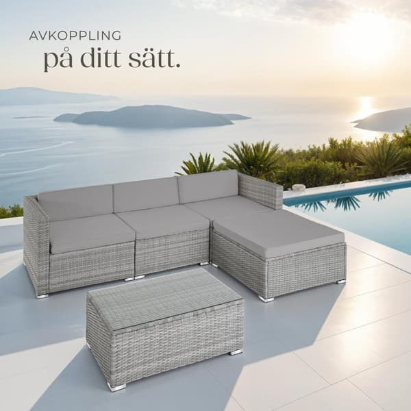 Loungeset/Loungegrupp Florenz i konstrotting - ljusgrå/mörkgrå