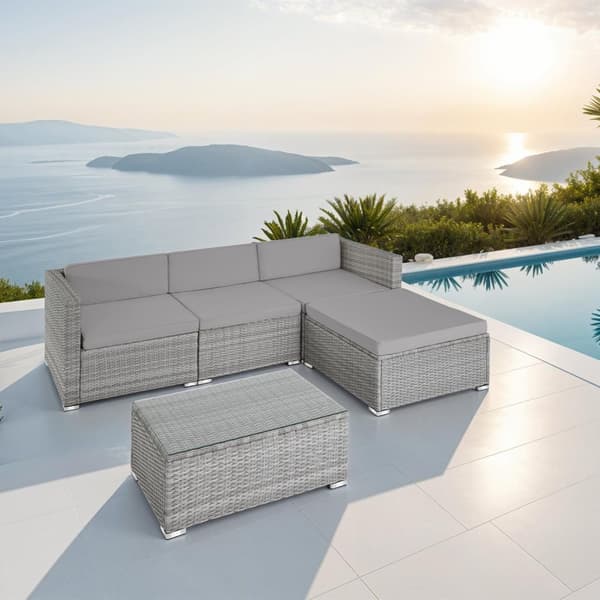 Loungeset/Loungegrupp Florenz i konstrotting - ljusgrå/mörkgrå