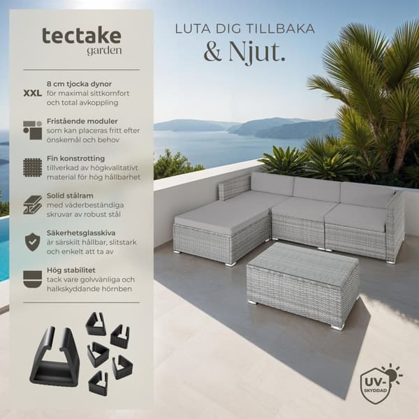 Loungeset/Loungegrupp Florenz i konstrotting - ljusgrå/mörkgrå