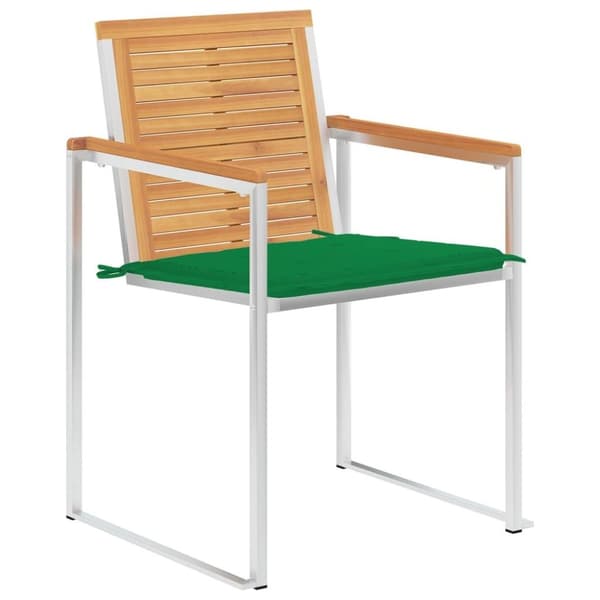 vidaXL Trädgårdsstolar med dynor 8 st massiv teak