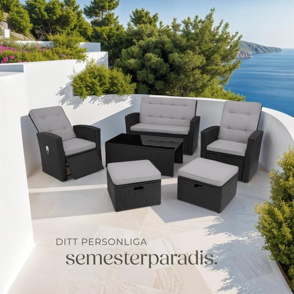 Loungeset/Loungegrupp i konstrotting Bari - svart