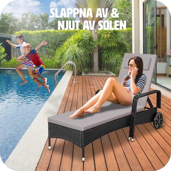 Solsäng konstrotting aluminium Cassis - svart