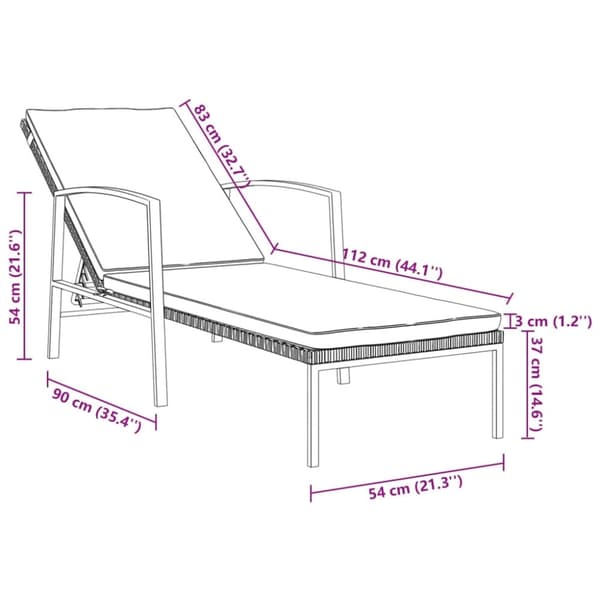 vidaXL liggestole 2 stk. med bord polyrattan sort