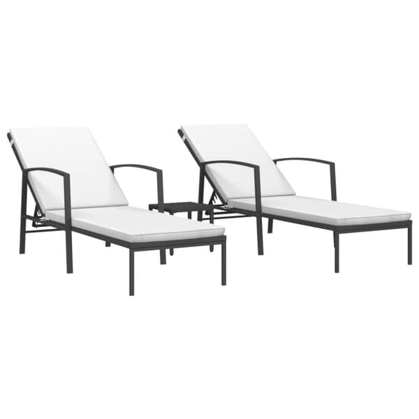 vidaXL liggestole 2 stk. med bord polyrattan sort