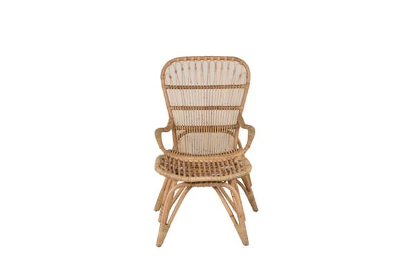 Ella lounge chair med fotskammel natur, offwhite.