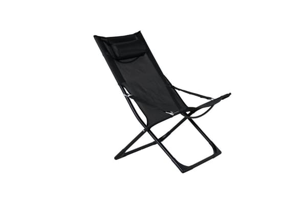 2 x Seville hage loungestol, strandsol foldbar svart .
