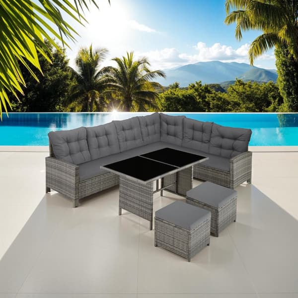Loungeset/Loungegrupp Barletta i konstrotting - grå/beige