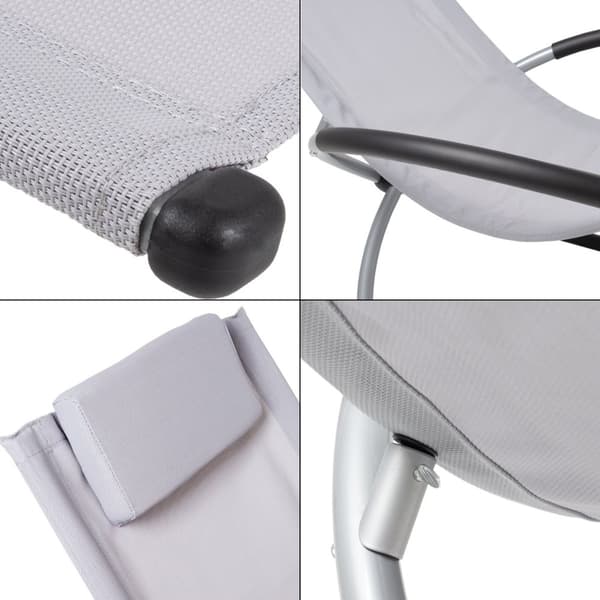 Gungstol med nackstöd 155x45x125 cm Cream Aluminium med polyesteröverdrag