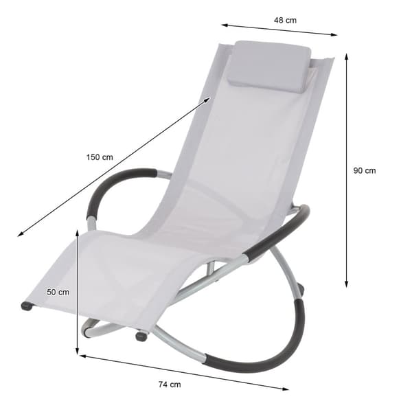 Gungstol med nackstöd 155x45x125 cm Cream Aluminium med polyesteröverdrag
