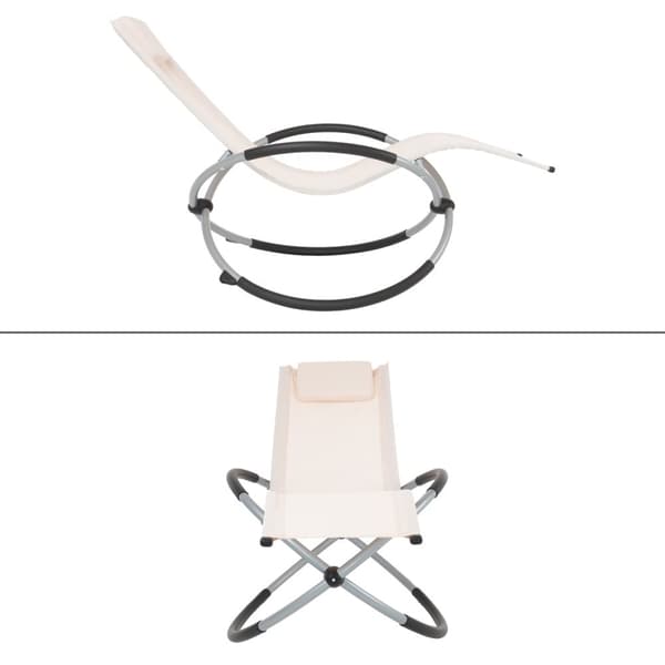 Gungstol med nackstöd 155x45x125 cm Cream Aluminium med polyesteröverdrag