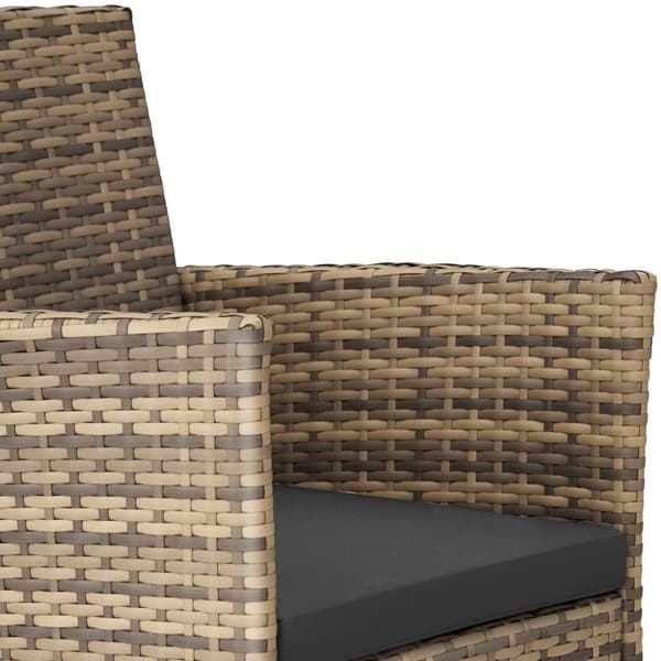 2 polyrattan havestole + hynder med 2 sæt betræk - natur/mørkegrå