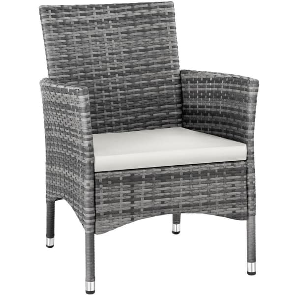 2 polyrattan havestole + hynder med 2 sæt betræk - grå/lysegrå