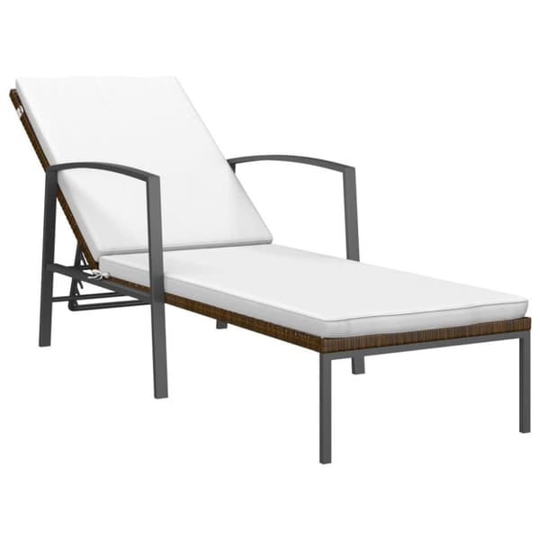 vidaXL Solsängar 2 st med bord konstrotting brun