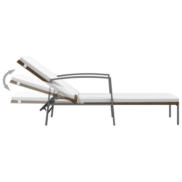 vidaXL Solsängar 2 st med bord konstrotting brun