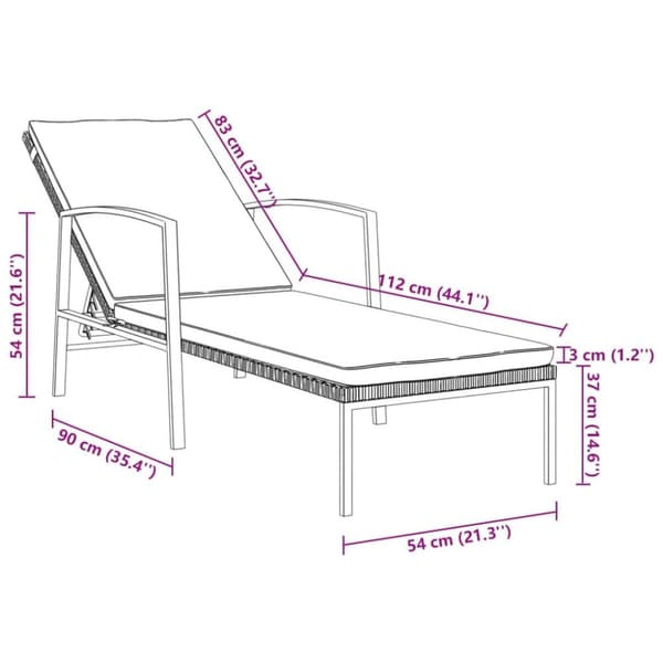vidaXL Solsängar 2 st med bord konstrotting brun
