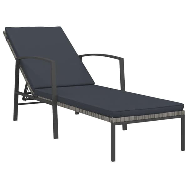 vidaXL Solsängar 2 st med bord konstrotting grå