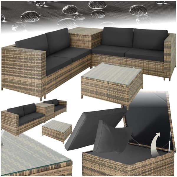 Loungeset/Loungegrupp Siena i konstrotting - natur/mörkgrå