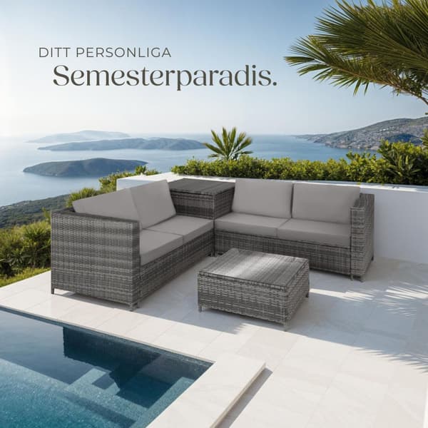 Loungeset/Loungegrupp Siena i konstrotting - grå/ljusgrå