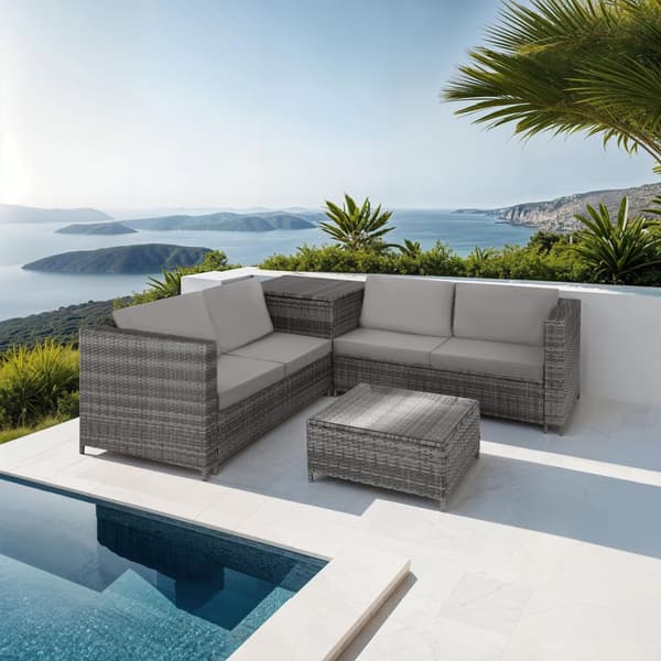 Loungeset/Loungegrupp Siena i konstrotting - grå/ljusgrå