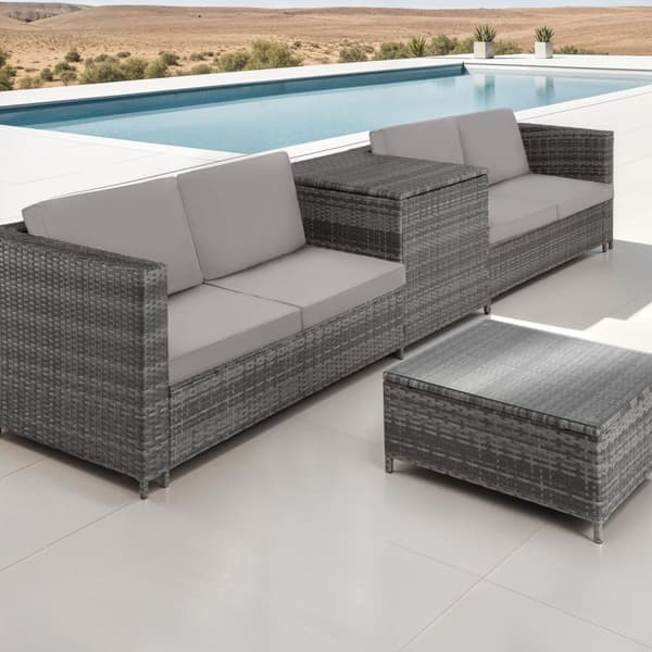 Loungeset/Loungegrupp Siena i konstrotting - grå/ljusgrå