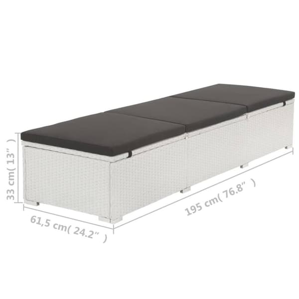 vidaXL liggestol med sort hynde polyrattan hvid