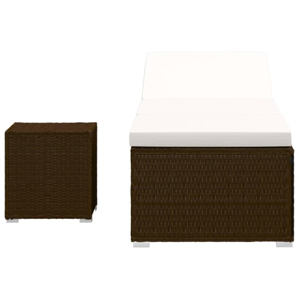 vidaXL liggestol med hynde og tebord polyrattan brun