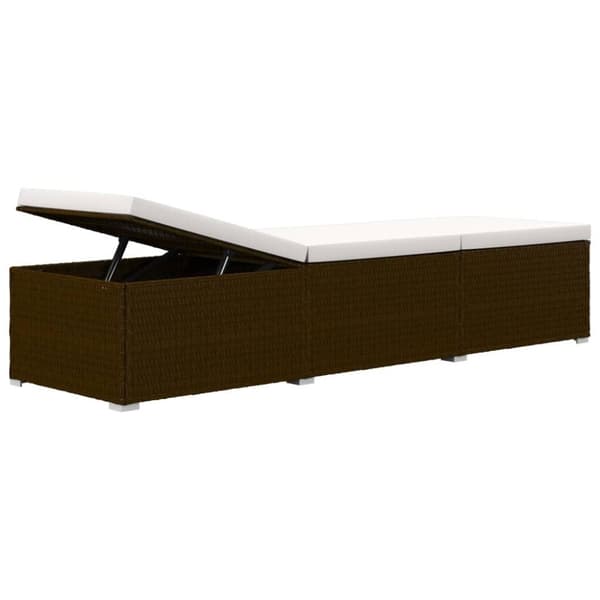 vidaXL liggestol med hynde og tebord polyrattan brun
