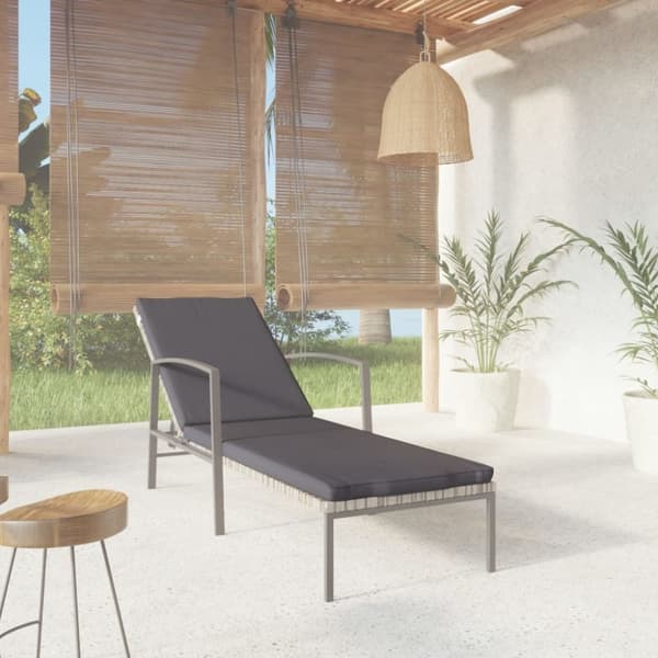 vidaXL liggestol med hynde polyrattan grå
