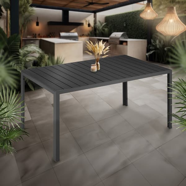 Trädgårdsbord i aluminium Bianca höjdjusterbara fötter 150x90x74,5cm - svart/svart