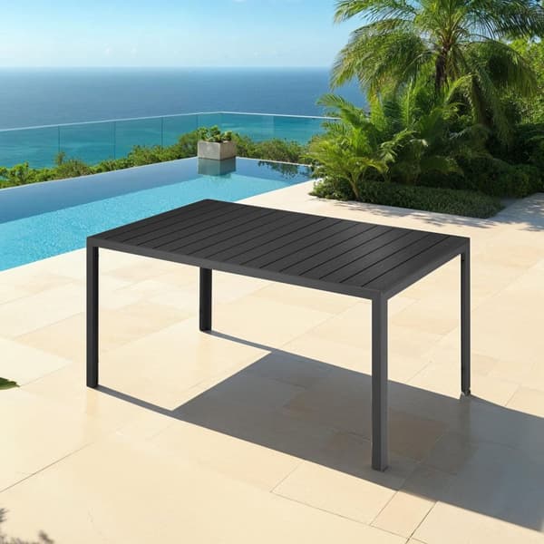Trädgårdsbord i aluminium Bianca höjdjusterbara fötter 150x90x74,5cm - svart/svart
