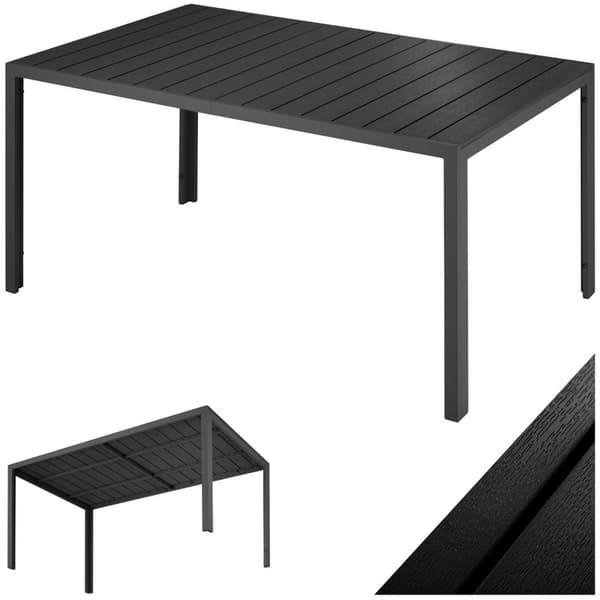 Trädgårdsbord i aluminium Bianca höjdjusterbara fötter 150x90x74,5cm - svart/svart