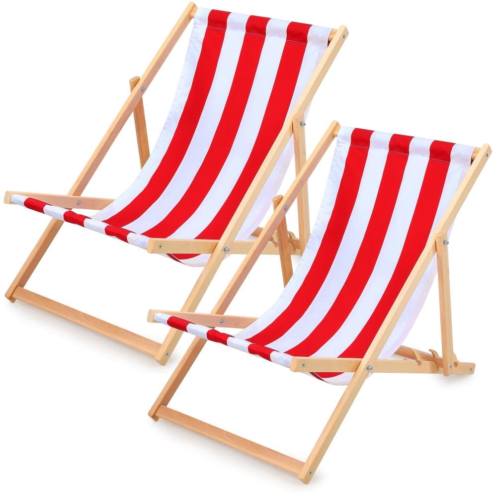 Solstol hopfällbar av trä - hopfällbar stol, hopfällbar solstol, solstol, solstol, hopfällbar trästol, solstol, solstolar, röd och vit, 2 st