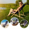 Miniatyrbillede 4 af 6: Liggestol foldbar lavet af træ - klapstol foldbar liggestol solstol strandstol træ klapstol solstol havestole grå 1 stk